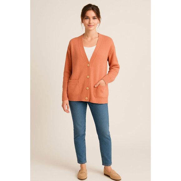 DemyLee NY Grandpa Cottage Soft Casual Cozy Sweater Cardigan MEDIUM in Peach - Picture 2 of 9